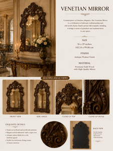Venetian Victorian Carved Wood <b>Rectangle</b> Square Long Full <b>Wall</b> <b>Mirror</b> Etched Floral Beveled Frame Antique Silver Full Length - Product Image 4