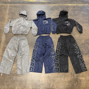 Custom Streetwear 3m Reflective Windbreaker Set <b>Zip</b> <b>up</b> Pullover <b>Jackets</b> and Nylon Track Pants Set Jogging Windbreaker Tracksuit - Product Image 1
