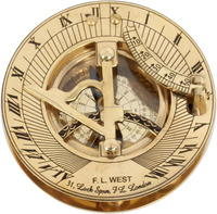 Brújula de reloj de sol náutico de latón macizo de fábrica directa con caja Decoración marítima Regalo de pirata