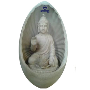 Sculpture murale Bouddha 2026 rectangulaire en fibre de verre éclairée, ornement de jardin extérieur, finition naturelle traditionnelle - Product Image 2