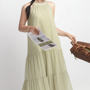 High Quality Manufacturer OEM ODM Halter Neck Sleeveless Loose Fit Midi <b>Dresses</b> for Women Made Vietnam Elegant Streetwear - Product Image 4