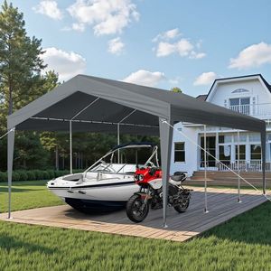 12X20FT Grey Carport Canopy Without Sidewalls Car Port Garage & Canopies Product - Product Image 4