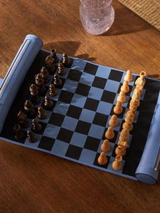 Microfiber Leather Roll-Up <b>Backgammon</b> Box Blue Eco-Friendly Durable Storage Case Children's Leisure Unisex Portable Design - Product Image 3