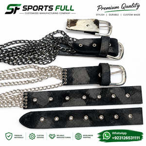Y2K Style Cow Hide Leather <b>Belt</b> Alloy Plate Buckle <b>Chain</b> Detail Solid Color Casual Design Durable One Piece Molding Waterproof - Product Image 1