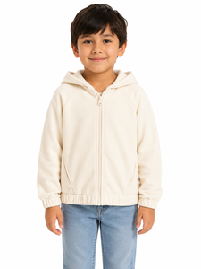 Veste à capuche zippée pour enfants en molleton doux, légère et confortable, avec fermeture éclair intégrale sur le devant - Product Image 1