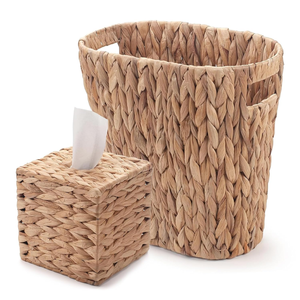 Juego al por mayor de soporte para caja de pañuelos y papelera de jacinto de agua para baño, hecho a mano en Vietnam - Product Image 3