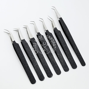 Puntas de fibra de superventas, pinzas profesionales para extensión de pestañas, pinzas clásicas curvas para un agarre perfecto a las pestañas, nunca se desliza - Product Image 2