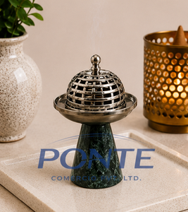 Vintage <b>Silver</b> Metal Loban <b>Burner</b> With Elegant Lattice Dome Lid Premium Handcrafted Charcoal Incense Holder For Ramadan Gifts - Product Image 2