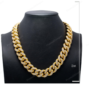 สร้อยคอแบบ Cuban Link ขนาด 22 มม. 22 นิ้ว เงินแท้ 925 ชุบทอง ประดับเพชร Moissanite เกรด VVS สไตล์ฮิปฮอป สำหรับทั้งชายและหญิง - Product Image 3