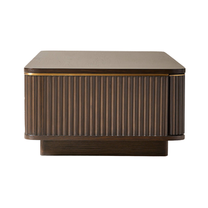 Mesa de Centro de Teca Sólida Acanalada Moderna y Lujosa con Cajones de Almacenamiento, Mesa de Centro Premium para Sala de Estar, Muebles Hechos a Mano - Product Image 4