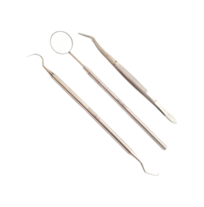 Ensemble complet d'instruments dentaires professionnels (miroir, sonde et pince) pour un diagnostic précis - Product Image 1