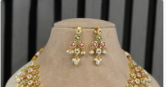 Conjunto de Collar Jadau Chapado en Oro Antiguo de Alta Calidad con Pendientes para Bodas, Fiestas y Eventos, Clásico para Mujeres y Chicas - Product Image 2