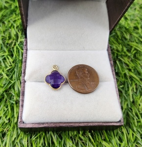 Colgantes de piedra con forma de trébol y amatista Natural, joyería de moda, venta al por mayor - Product Image 4