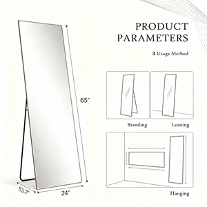 Specchio a Figura Intera Infrangibile 65"x24" con Cornice Dorata Fatta a Mano per Ingresso - Product Image 4