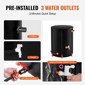 Serbatoio Pieghevole per Acqua Piovana da 201 L (53 Galloni) in PVC, Sistema Portatile di Raccolta Acqua con Rubinetti - Product Image 3