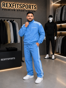 ชุดวอร์มไนลอนสีฟ้าสำหรับผู้ชาย REXFIT SPORTS 2026 แจ็คเก็ตซิปเต็มตัวและกางเกงขายาว น้ำหนักเบา ออกแบบได้ตามต้องการ เหมาะสำหรับการฝึกกีฬาและสวมใส่ลำลอง - Product Image 3