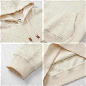 Sweat-shirt décontracté en coton tricoté matelassé crème pour homme, coupe classique, avec poche avant, idéal pour l'automne - Product Image 4