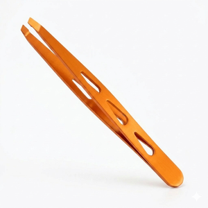 Pince à épiler à pointe orange pour sourcils, design moderne et durable, pointe carrée pour une coupe précise - Product Image 1