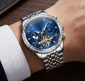 Reloj de Pulsera Analógico Automático de Acero Inoxidable con Tourbillon, 42 mm, Manecillas Luminosas, Resistencia al Agua de 5 BAR, Estilo Hip Hop de Lujo - Product Image 4