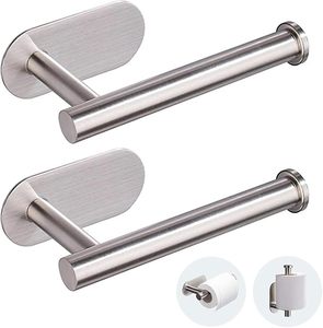 Portarrollos de Papel Higiénico Moderno de Acero Inoxidable, Montaje en Pared, Rectangular, Sin Perforación, Diseño Minimalista para Baño - Product Image 1