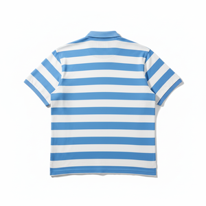 Polo à manches courtes rayé bleu et blanc pour homme, décontracté, en coton Oxford respirant, coupe classique - Product Image 3