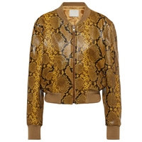 Blouson Bomber en Cuir Véritable pour Femme Cerem Raw, Effet Peau de Serpent, Respirant, Luxe Parisien, Hiver
