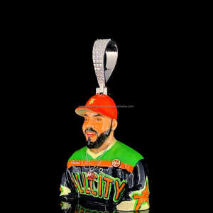 Colgante Fino de Plata de Ley 925 Hecho a Mano, Personalizado con Rostro 3D, Diamante Moissanita VVS D, Chapado en Oro, Estilo Hiphop, Certificado IGI - Product Image 2