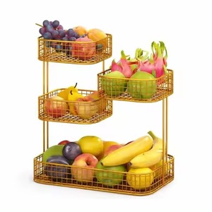 Elegante cesta de metal para frutas, para encimera de cocina, almacenamiento de frutas, soporte de alambre abierto para frutas y verduras frescas - Product Image 5