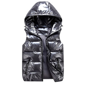 2026 New Custom Men <b>Women</b> Unisex Shiny Puffer Sleeveless Jacket Hooded Unisex Bubble Jacket - Product Image 5
