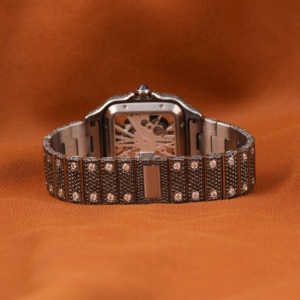 Luxury VVS Moissanite Diamond <b>Watch</b> Silver Fully Iced Out Round Case Date Calendar Window <b>Arabic</b> Dial Baguette Bezel <b>Watch</b> - Product Image 5