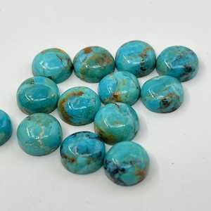 Turquoise bleu Mohave, forme ronde, cabochon, pierre précieuse non montée pour la création de bijoux - Product Image 2