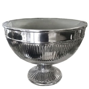 Frutero de Metal Dorado Vintage para Restaurante, Tazón con Base, Borde con Cuentas Clásico, Vajilla Pulida, Centro de Mesa para Bodas - Product Image 4