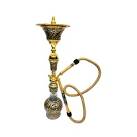 Chicha Farida de Luxe Égyptienne en Nacre Dorée Picasso, Ensemble Chicha en Acier Inoxydable avec Vase en Verre et Plateau Personnalisable 75cm