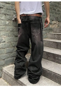 <b>Mens</b> High Waist Wide Leg Distressed Denim <b>Jeans</b> Loose Fit Cotton Casual Autumn Style - Product Image 6