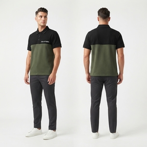 Camiseta Deportiva de Golf de Manga Corta para Hombre, Personalizada, Negra, Verde Oliva, Tejido Sólido de Secado Rápido, Uniforme de Trabajo, OEM, ODM, Venta al Por Mayor - Product Image 2