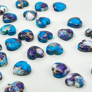 Dalia violeta rara, cabujón en forma de corazón de cobre y turquesa, piedra preciosa suelta para la fabricación de joyas - Product Image 3