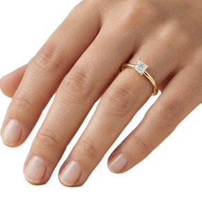 Anillo de Diamante Cultivado en Laboratorio con Corte Princesa Facetado, 0.16 Quilates, G VVS, Oro Sólido de 10K, 14K, 18K, Producto Más Vendido - Product Image 5