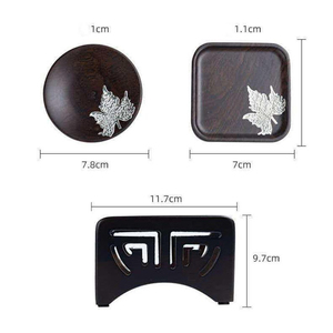 6 Pieces Handmade Wooden Coaster Set With Holder. <b>Silver</b> Leaf Inlay Design Luxury Rustic <b>Table</b> Decor For Tea & <b>Coffee</b> - Product Image 3
