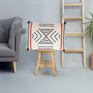 Funda de Cojín con Flecos y Rayas Grises y Naranjas, Textura Tufted a Mano, Estilo Boho, Decoración Suave para el Hogar, Precio al por Mayor - Product Image 1
