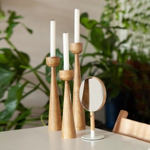 <b>Wooden</b> Tapered <b>Candlestick</b> Holder Set for Home Decoration - Product Image 1