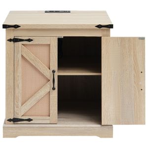 Tavolino da Caffè in Metallo Stile Boho Moderno da 24 Pollici con Rattan PE Intrecciato, Tavolino da Fondo in Legno Stile Rustico con Funzionalità di Stoccaggio, Stile Vintage - Product Image 5