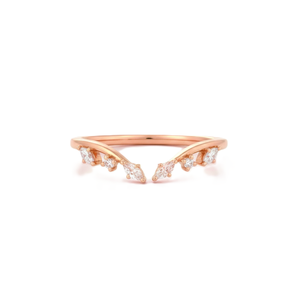 Anillo de Diamante de Laboratorio Marquise Redondo, Plata de Ley 925, Oro Sólido de 14K/18K, Anillo Ajustable con Diamante, Anillo de Compromiso Curvo Minimalista - Product Image 2