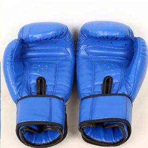 Gants de boxe bleus en similicuir avec fermeture Velcro pour adultes, équipement d'entraînement complet pour arts martiaux - Product Image 5