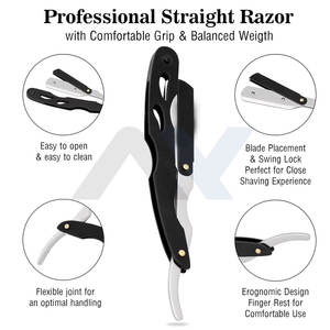 Rasoirs droits professionnels pour hommes en acier inoxydable 100% de qualité supérieure, rasoirs de barbier classiques à bord droit pour le rasage et l'entretien de la barbe - Product Image 2