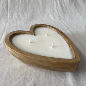 Venta al por mayor de cuenco de vela de corazón de madera de acacia natural bohemio tallado a mano para decoración del hogar, regalos de San Valentín de Vietnam - Product Image 3