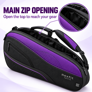 Bolsa de hombro para raqueta de squash Rexfits Sports, personalizada con soporte acolchado para el hombro y cremallera de apertura principal. - Product Image 4