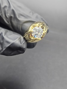 Men’s Moissanite <b>Solitaire</b> <b>Ring</b> in 925 <b>Silver</b>, 14K Yellow Gold Plated Hip Hop Statement <b>Ring</b>, Luxury Fashion Jewelry for Men - Product Image 4