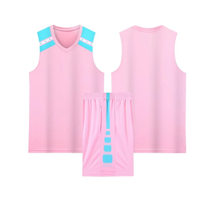 Conjunto de Camiseta de Baloncesto Unisex Personalizada, Transpirable, 100% Poliéster, Sin Mangas, con Franjas Azules en los Hombros y Pantalones Cortos con Cintura Elástica - Product Image 2