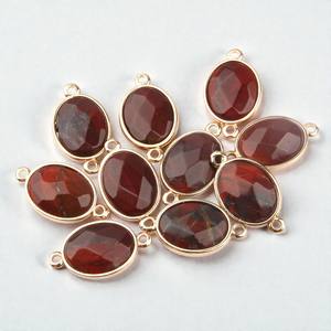 Connecteur ovale en argent sterling plaqué or pour pierres précieuses grenat et quartz 10x14mm, fournitures de fabrication de bijoux - Product Image 1