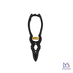 Coupe-ongles à action combinée, mâchoires concaves, ressort en forme de barillet doré avec verrouillage, revêtement noir en acier inoxydable - Product Image 4
